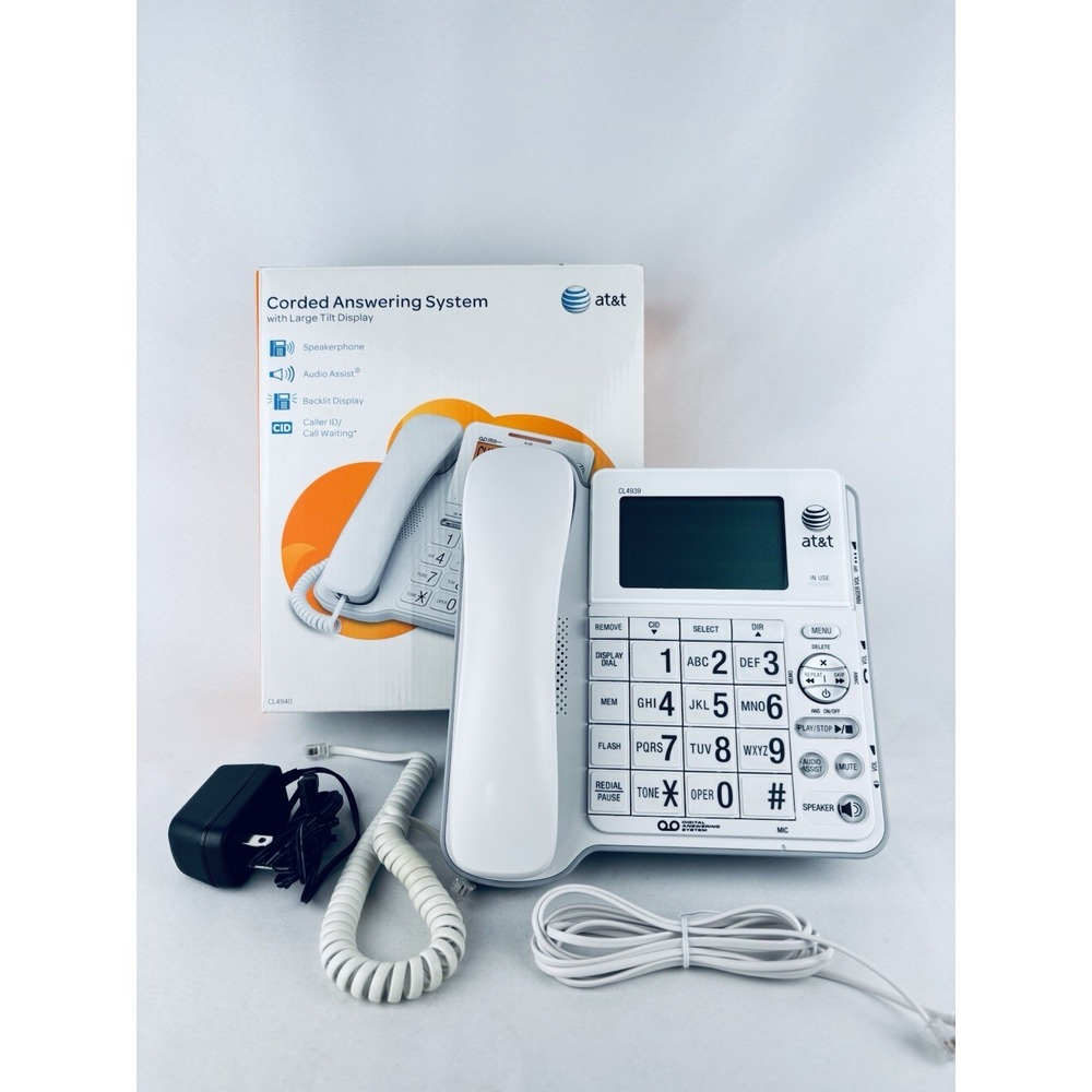 AT&T CL4940 Corded Phone Digital Answering System Big Button  Speakerphone